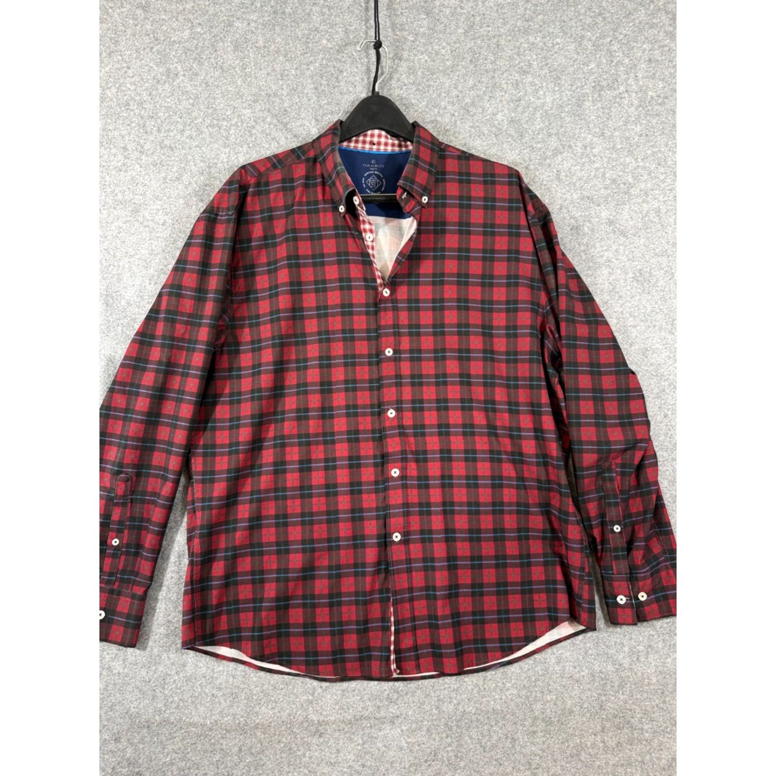 Vintage Con.Struct Performance Shirt Mens XL Maroon Plaid Slim Fit 4-Way Stretch No Iron shirt (Button-Up) Size US XL / EU 56 / 4 - 3 Thumbnail