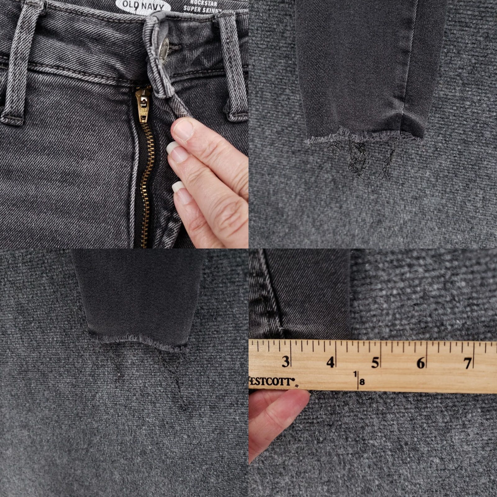 Old Navy Old Navy Womens Jeans 6 High Rise Rockstar Super Skinny Distressed Gray Denim Size 28" / US 6 / IT 42 - 8 Thumbnail