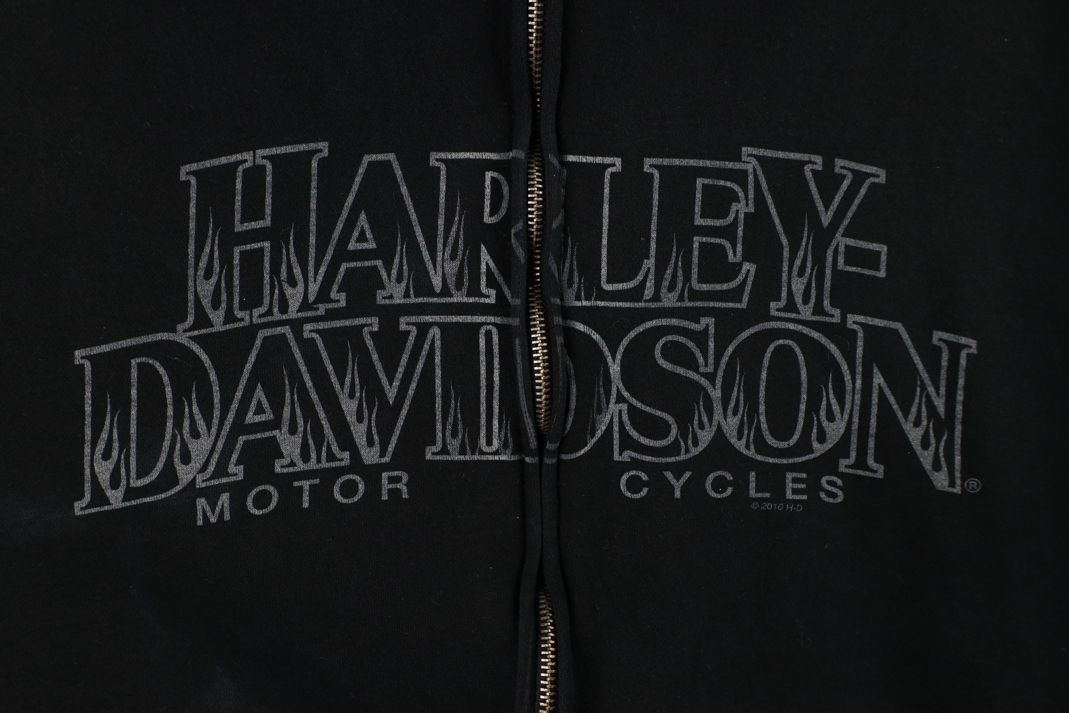 Harley Davidson × Vintage Vintage Y2K Harley Davidson Flames Full Zip Hoodie Black Size 3XL / US 20-22 - 4 Thumbnail