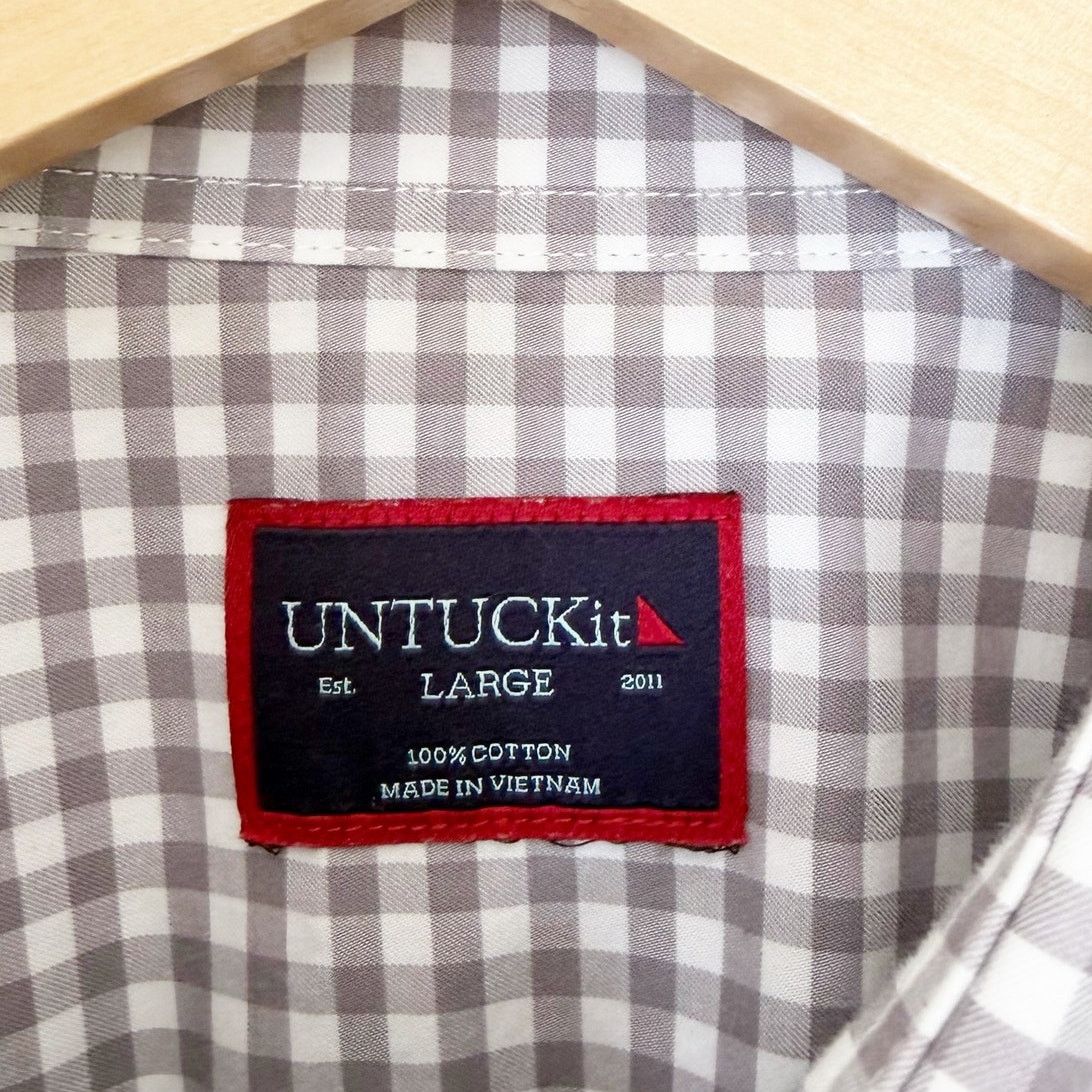 UNTUCKit Untuckit Gray Plaid Cotton Long Sleeve Button Down Sz L Size US L / EU 52-54 / 3 - 3 Thumbnail