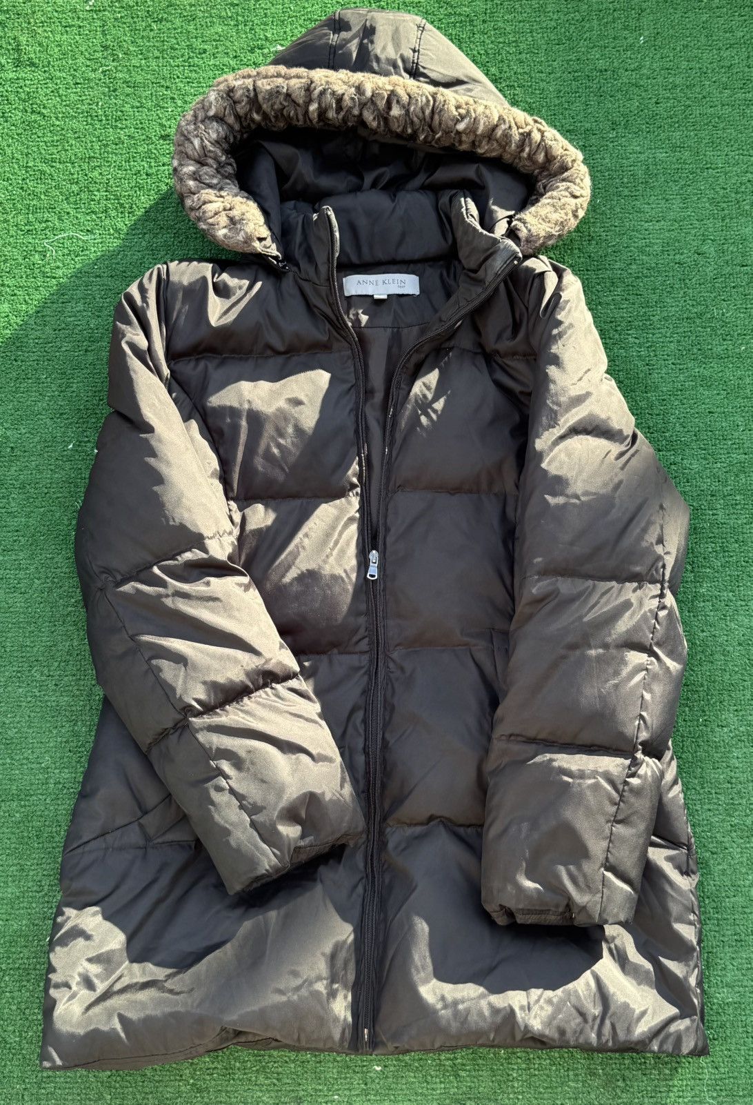 Other Anne Klein Puffer Coat w/ Fur Hood Size L / US 10 / IT 46 - 1 Thumbnail