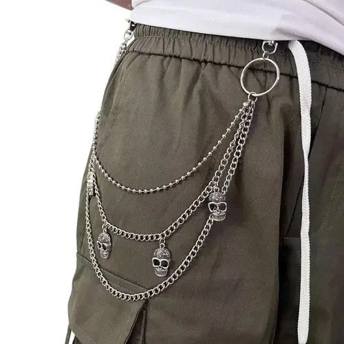 VIBE Skulls 3 Layer long chain , Wallet Chain Size ONE SIZE - 1 Thumbnail
