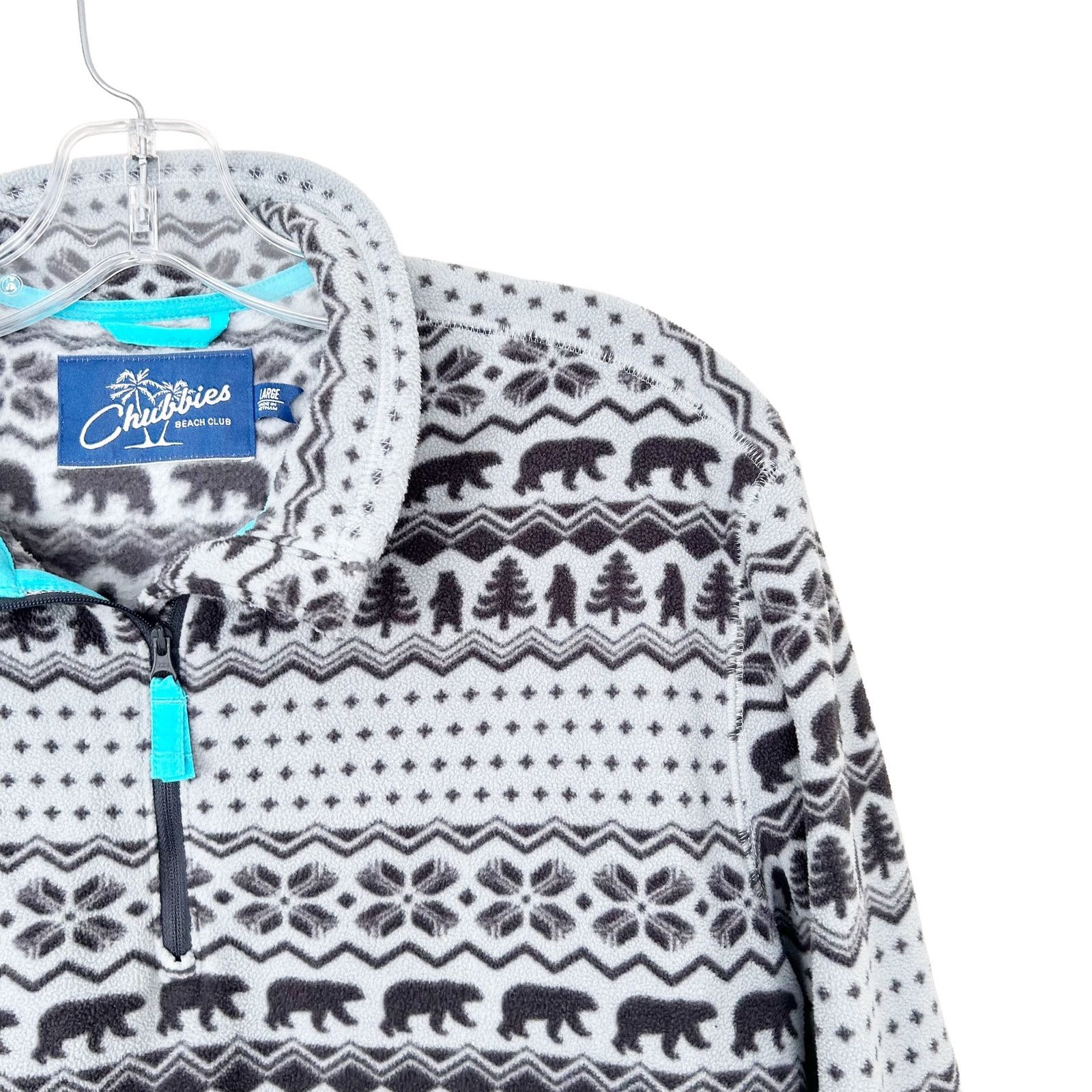 Chubbies Chubbies Gray Fleece Bear Print Quarter Zip Sweater Sz L Size US L / EU 52-54 / 3 - 2 Thumbnail