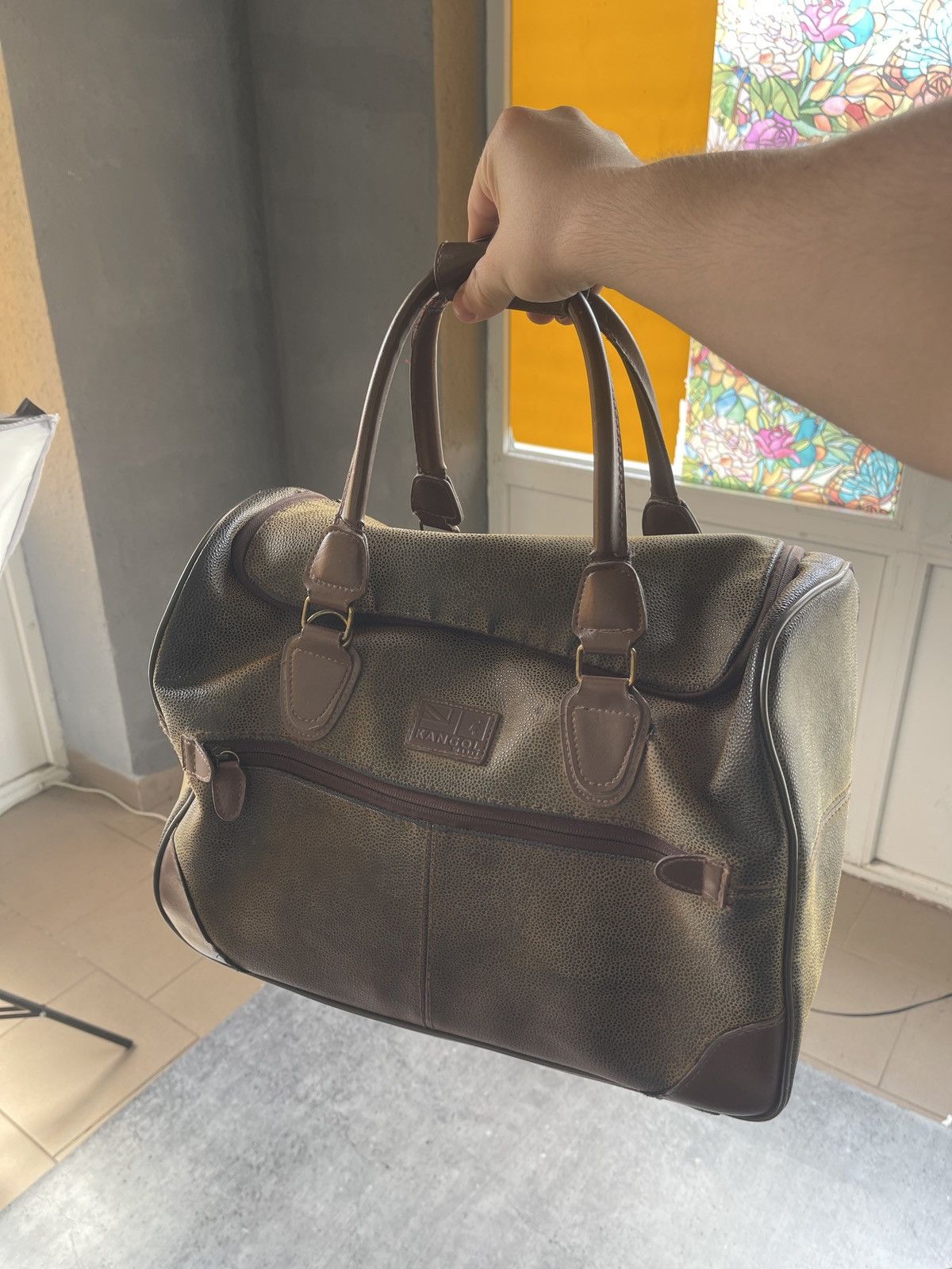 Genuine Leather Rare Kangol Heavy Leather Crossbody Slingbag / Backpack Size ONE SIZE - 9 Thumbnail
