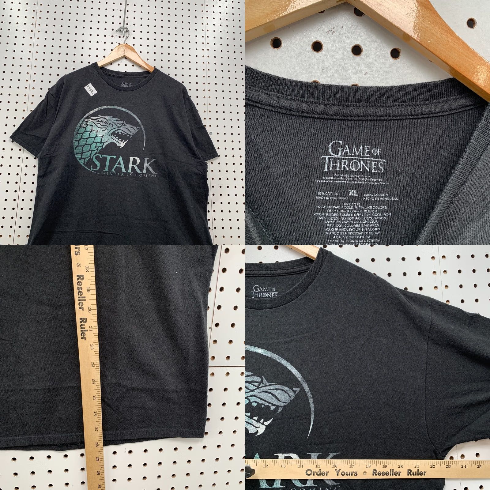 Vintage Games Of Thrones Shirt Black STARK Adult Large TV Show Promo TEE Size US L / EU 52-54 / 3 - 8 Thumbnail