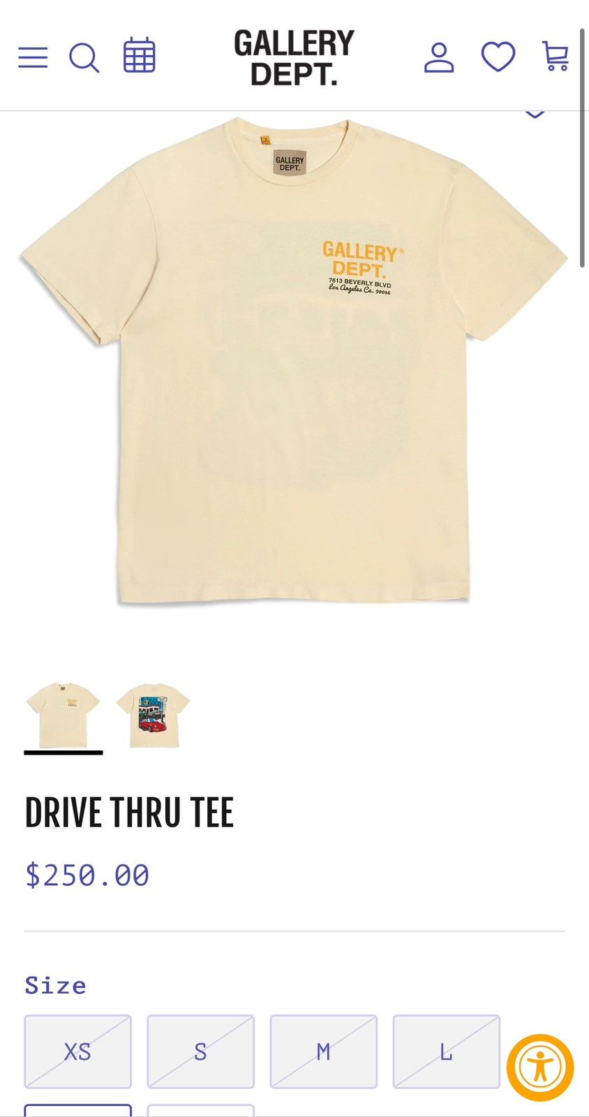 Gallery selling dept white drive thru tee size M