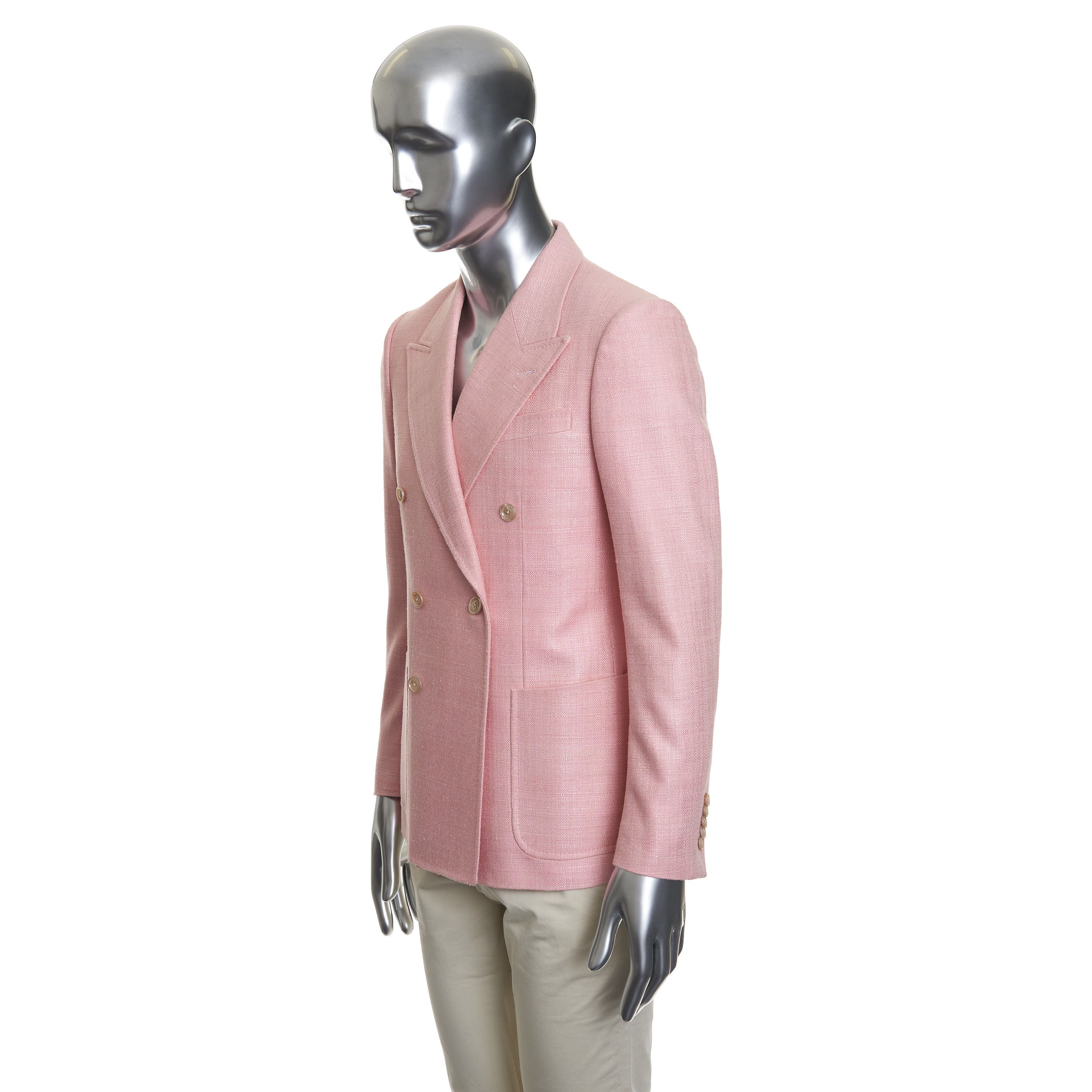 Gucci Double Breasted Blazer Jacket In Pink Bourette Silk Size 36R - 3 Thumbnail