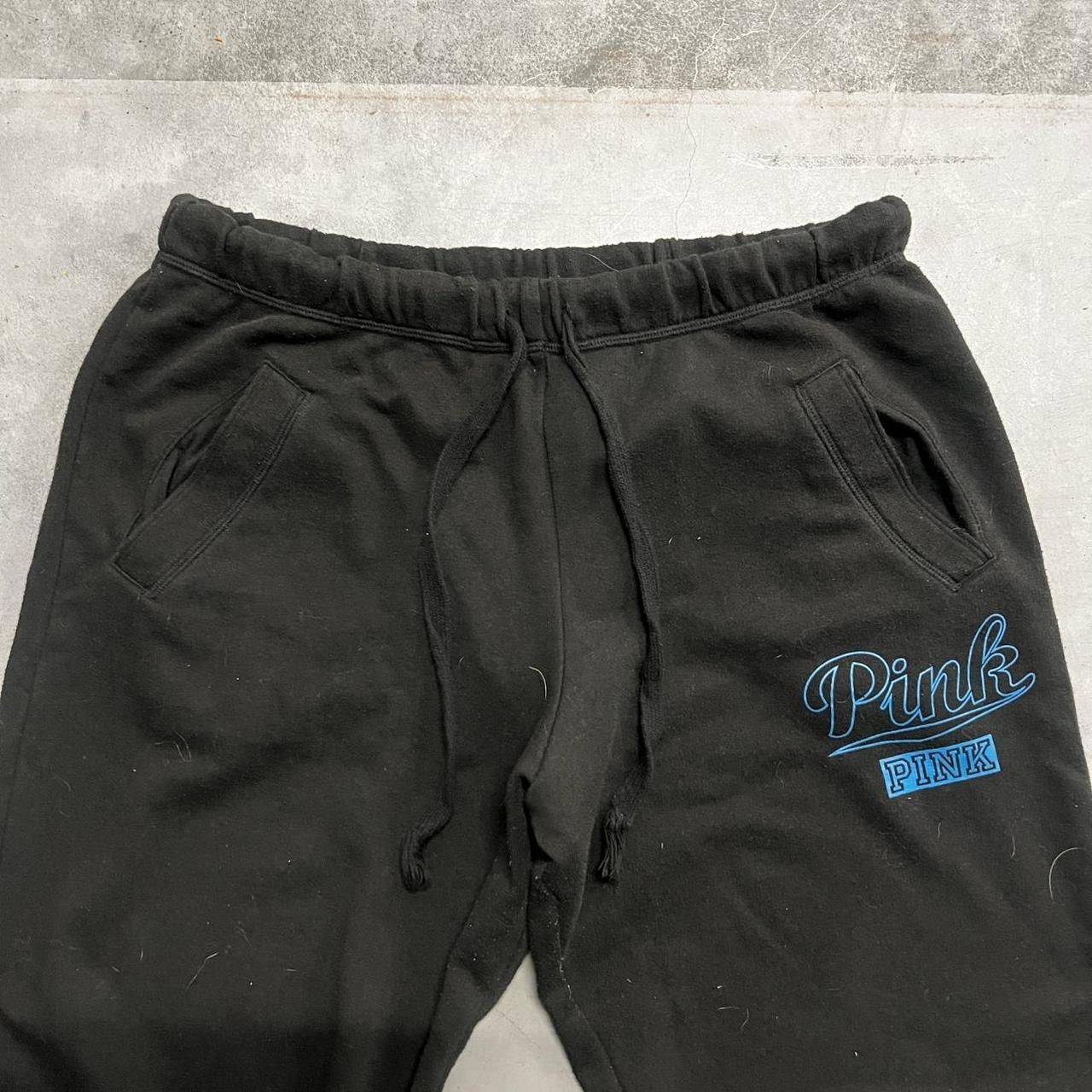 Pink Crazy Vintage Y2K/2000s Baggy Wideleg Black Pink Victoria’s Secret Sweatpants with drawstrings and pockets! Size US 32 / EU 48 - 3 Thumbnail