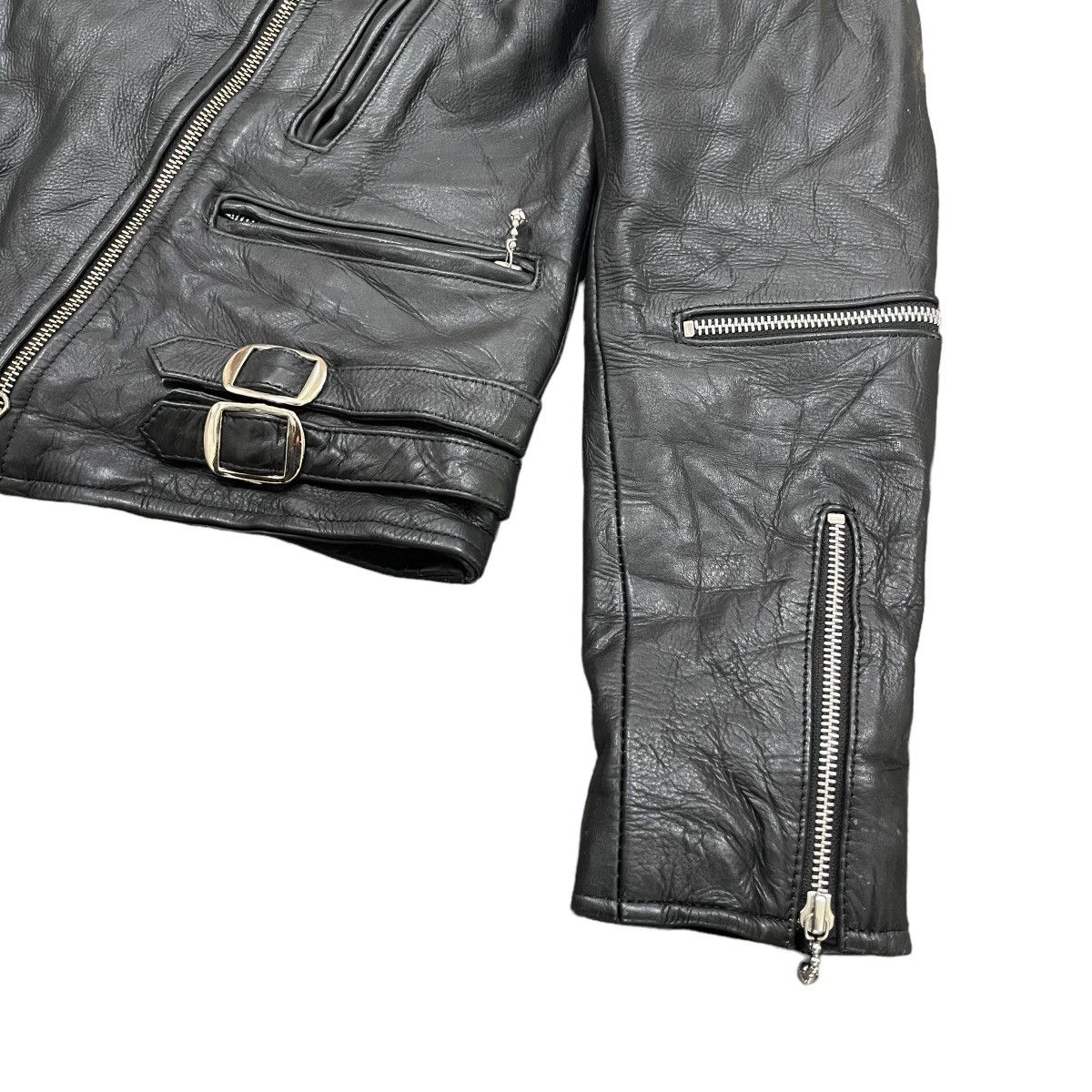Genuine Leather × Vintage Horn Work Genuine Leather Punk Motorcycle Bikers Jacket Size M / US 6-8 / IT 42-44 - 5 Thumbnail