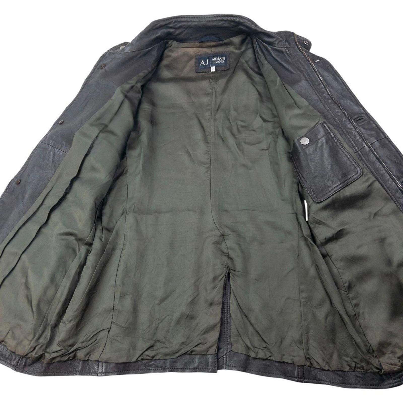 Other Vintage 2000s Armani Jeans Zip Up Leather Jacket Size L Size US L / EU 52-54 / 3 - 4 Thumbnail