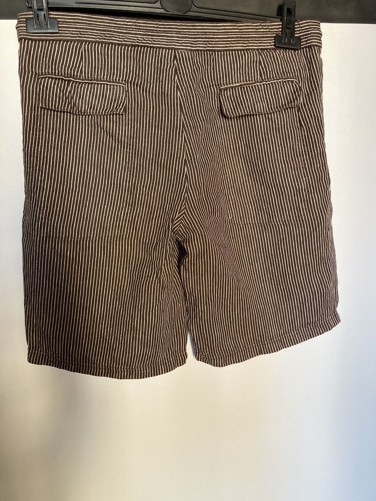 Brunello Cucinelli Brunello Cucinelli Brown Striped 100% Linen Shorts Size US 34 / EU 50 - 2 Thumbnail