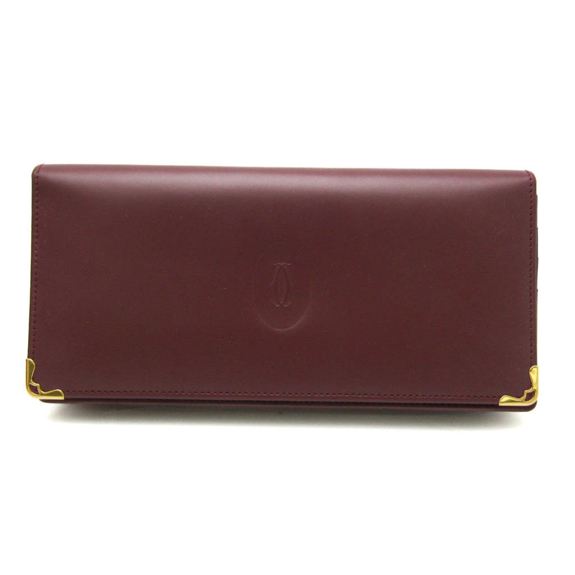 image of Cartier Must Women,men Leather Long Wallet (Bi-Fold) Bordeaux, Women's
