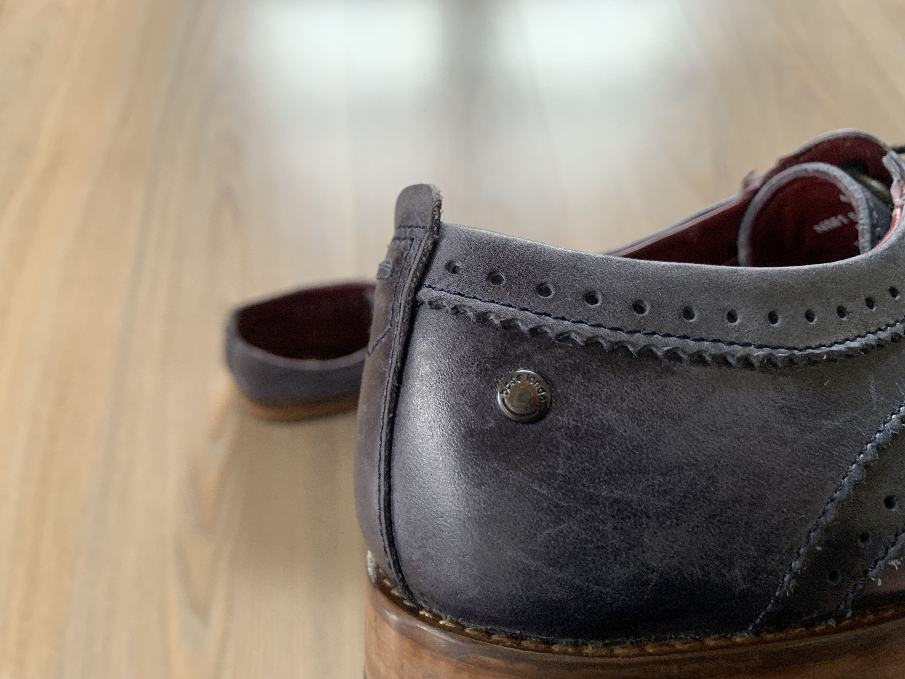Base London Base London Motif Blue Leather Brogue Derby Shoes Size US 9 / EU 42 - 9 Thumbnail