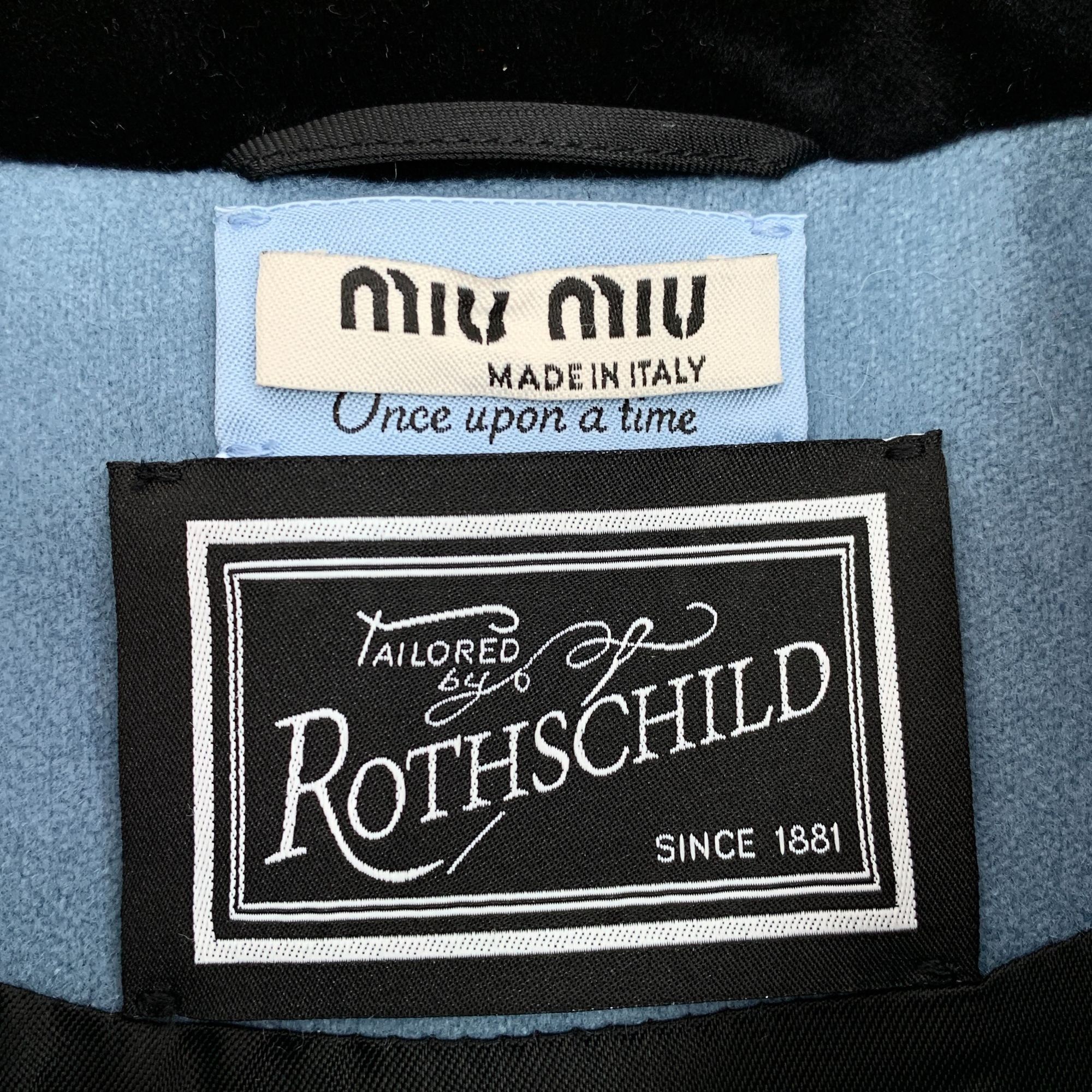Miu Miu MIU MIU X ROTHSCHILD Light Blue & Black Wool Double Breasted Size XS / US 0-2 / IT 36-38 - 5 Thumbnail