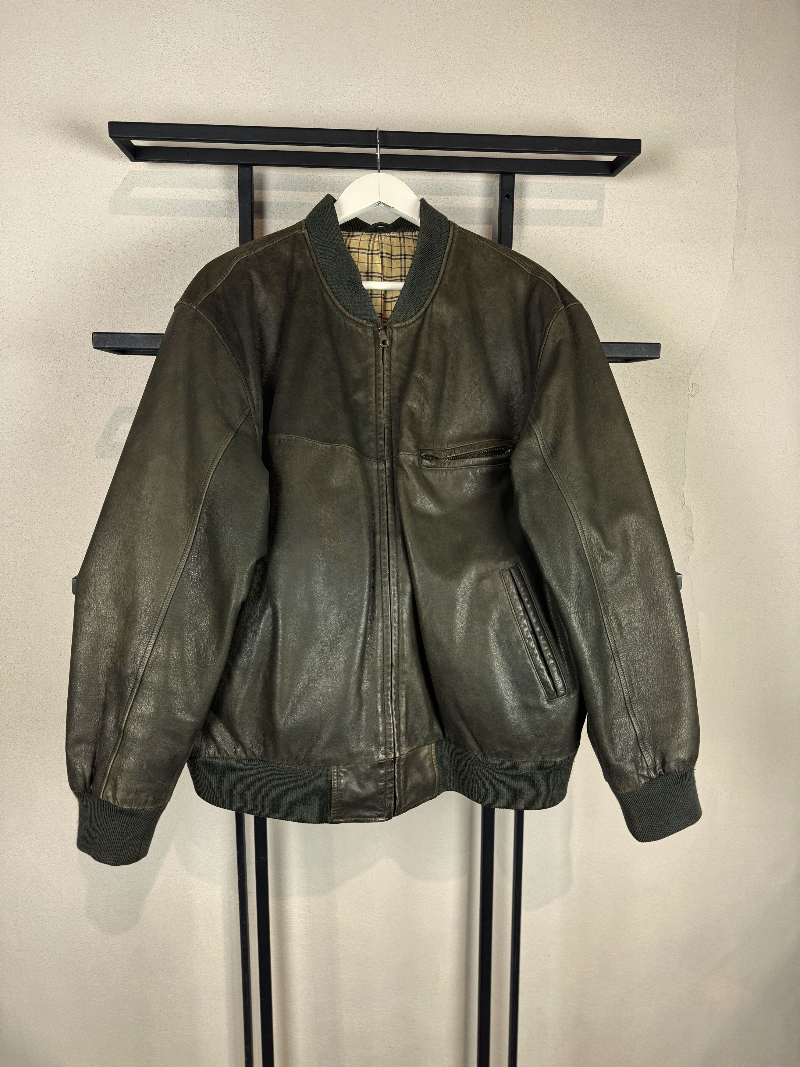 Issey Miyake Vintage Leather Bomber Jacket Minimal Zip Dark Core Style Size US S / EU 44-46 / 1 - 2 Thumbnail