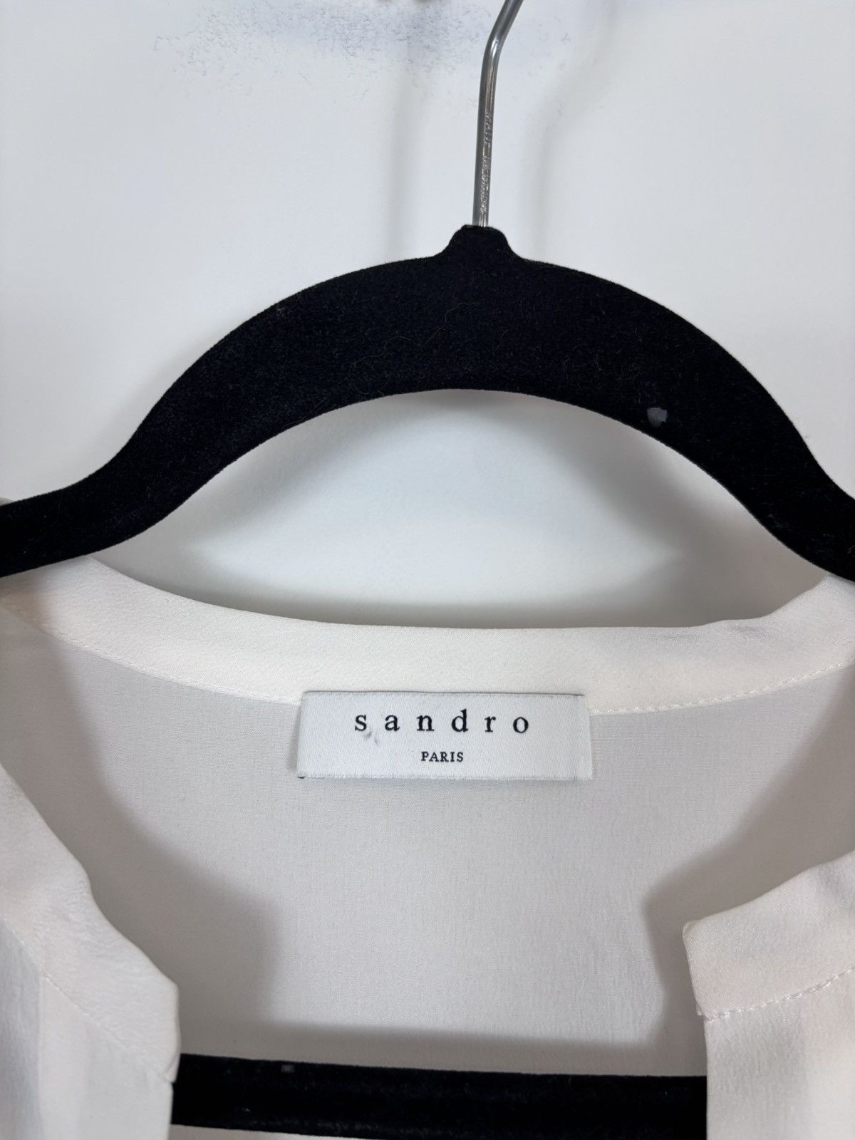Sandro Sandro Paris NWT Tommy Women’s Ecru White Silk Blouse Shirt Size S / US 4 / IT 40 - 14 Thumbnail