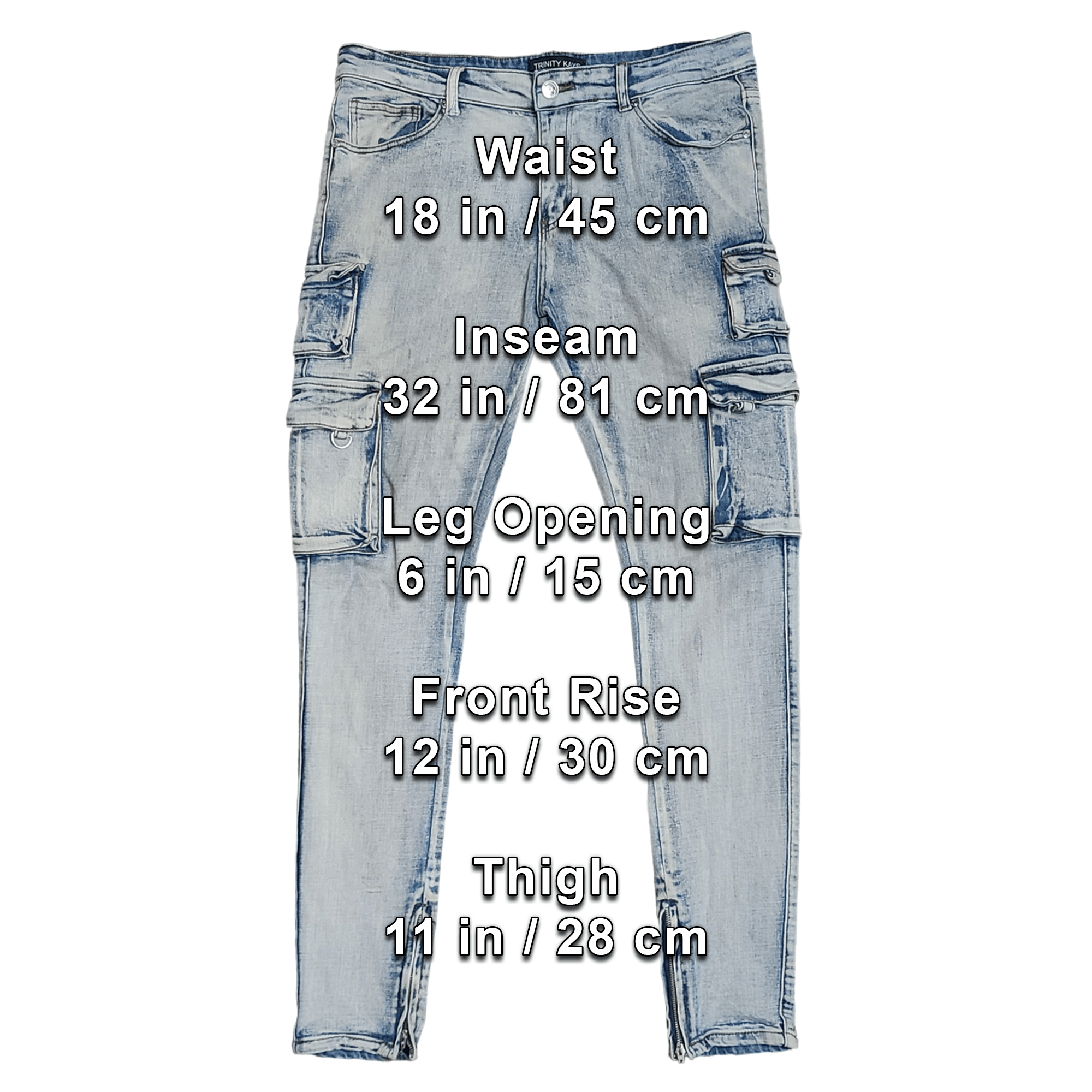 Other Trinity Kays Kulture Washed Denim Cargo Jeans - Size: XL Size US 36 / EU 52 - 2 Thumbnail