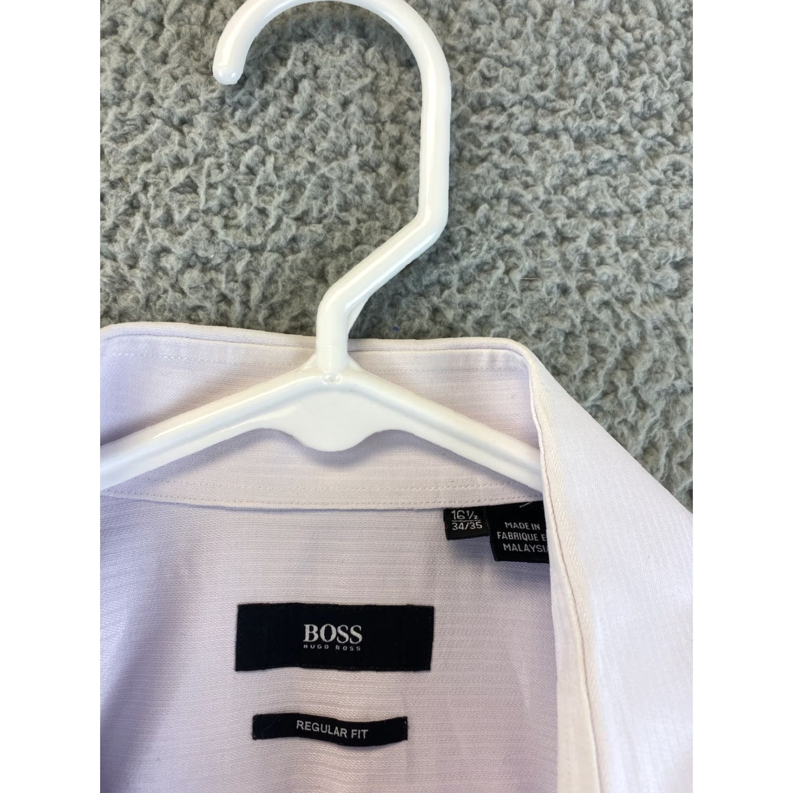 Hugo Boss HUGO BOSS Men's Slim Fit Dress Shirt 16.5 34/35 Light Pink 88-24 Regular Size 16.5 Kent Collar Square Cuff Size 42R - 5 Thumbnail