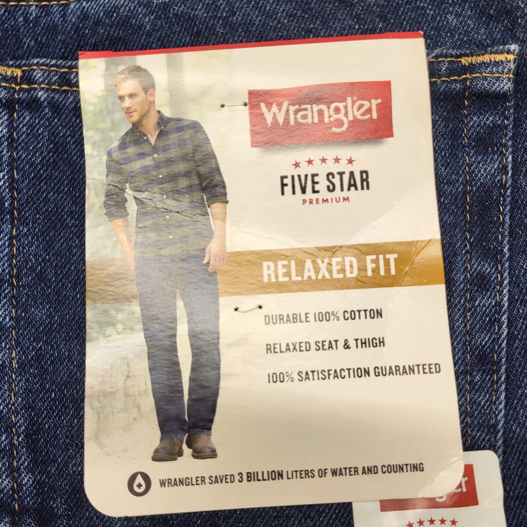 Wrangler Wrangler Jeans Men's 40x30 Blue Five Star Premium Relaxed Fit Denim Western Five Pocket 100% Cotton Regular Size Type Jeans Mens Size US 40 / EU 56 - 6 Thumbnail