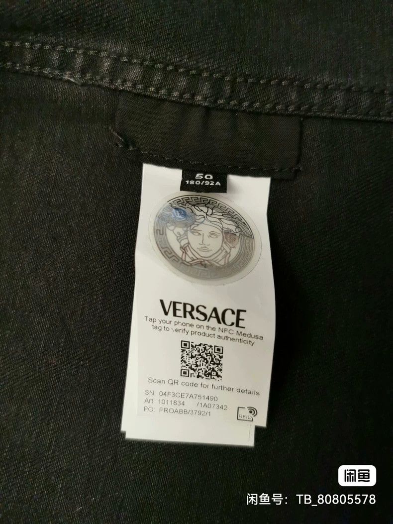 Versace Versace A denim jacket with a lapel single breast and long Size US M / EU 48-50 / 2 - 6 Thumbnail
