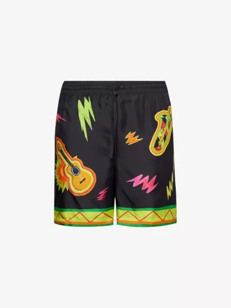 o1mle0326 Drawstring Silk Shorts Music For The People