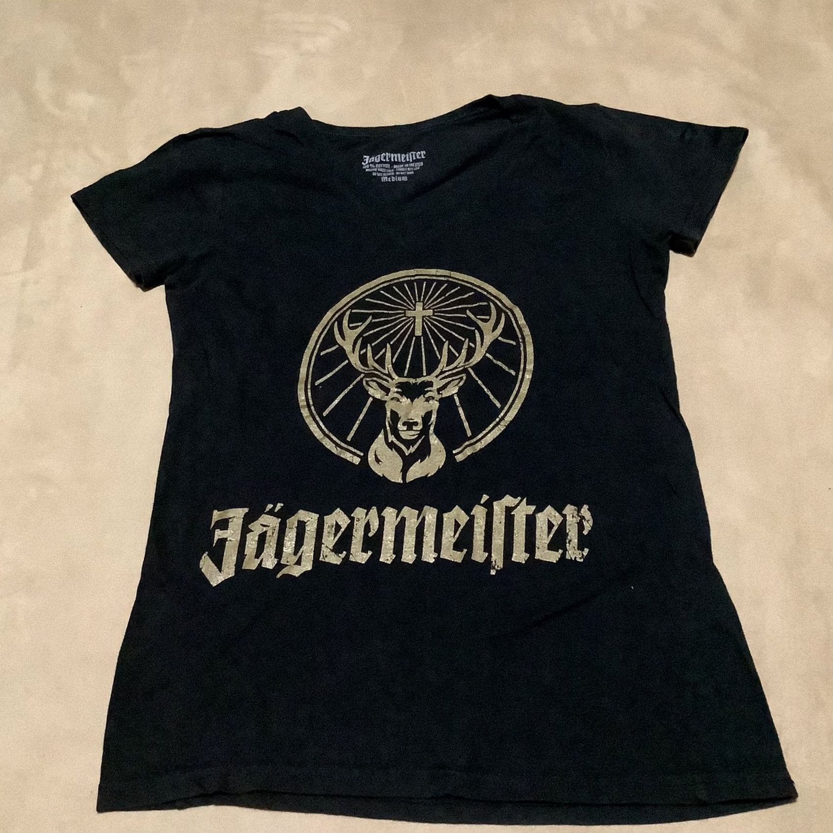 Vintage Jagermeister Shirt Women M V-Neck Black Short Sleeve Basic Booze Liquor Drink Deer 90s Jagermeister Women’s M Size M / US 6-8 / IT 42-44 - 3 Thumbnail