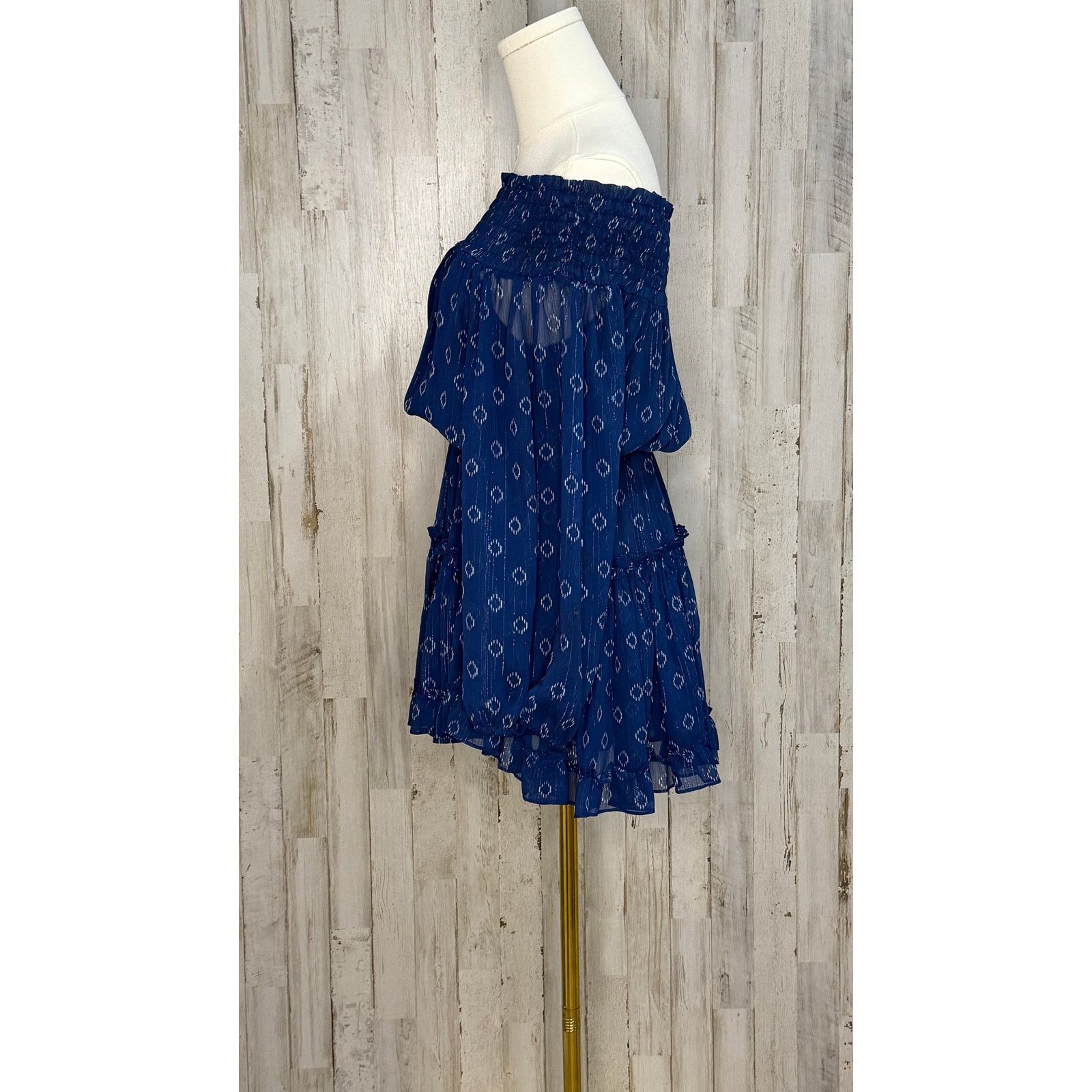 MISA Los Angeles Misa Los Angeles Women's XS Blue Off Shoulder Mini Dress Size XS / US 0-2 / IT 36-38 - 6 Thumbnail