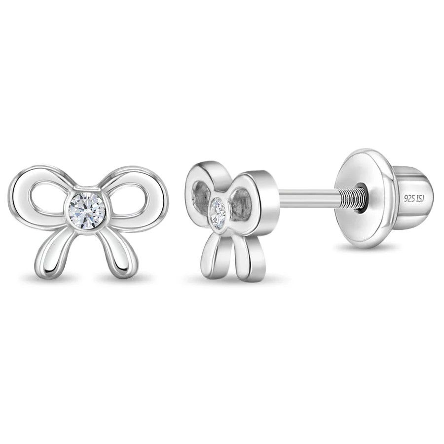 Other Delicate CZ Bow Earrings - Sterling Silver Size ONE SIZE - 1 Thumbnail
