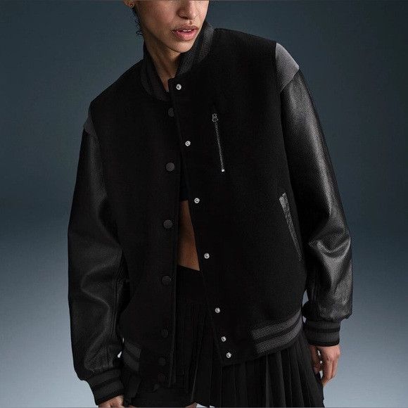 Nike Nike Oversized Wool Destroyer Leather Varsity Jacket Black Size S / US 4 / IT 40 - 3 Thumbnail