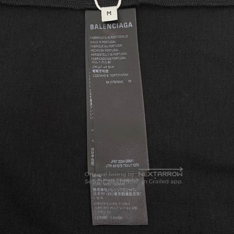 Balenciaga Balenciaga Black Logo Letter Embroidered Cotton Short Slee Size US M / EU 48-50 / 2 - 6 Thumbnail