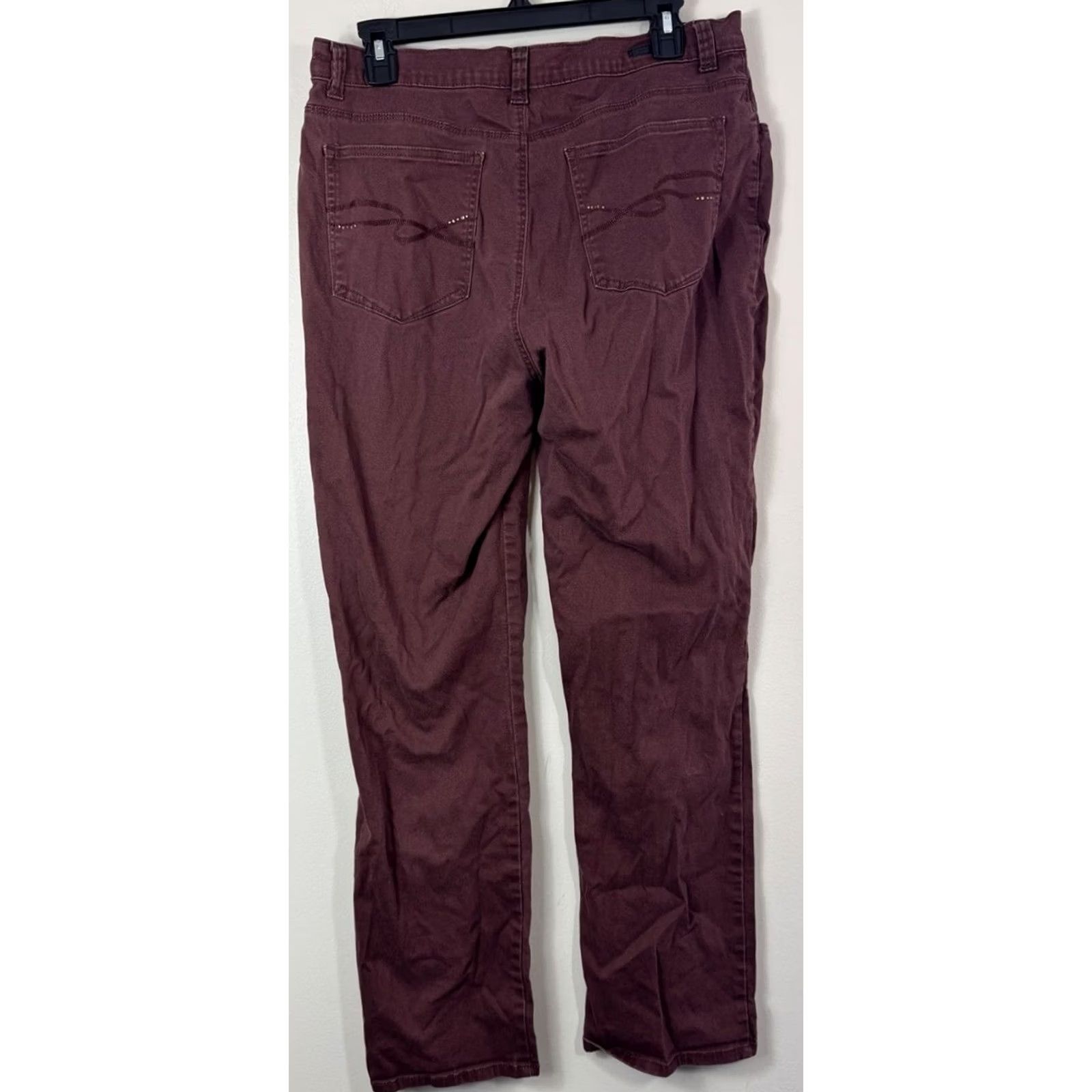 Lee Lee Pants Classic Fit Women’s 14 Medium Burgundy 5 Pocket Flat Front Size 24" / US 00 / IT 34 - 4 Thumbnail