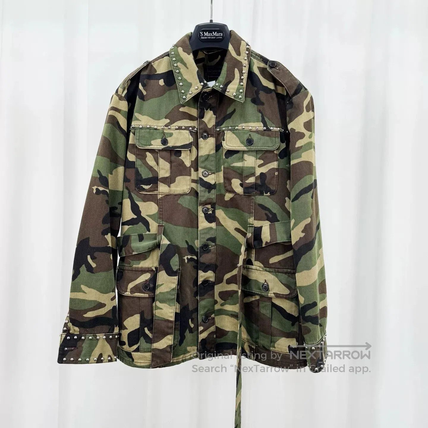 Saint Laurent Paris camo studded belted jacket by saint laurent. Size S / US 4 / IT 40 - 1 Thumbnail