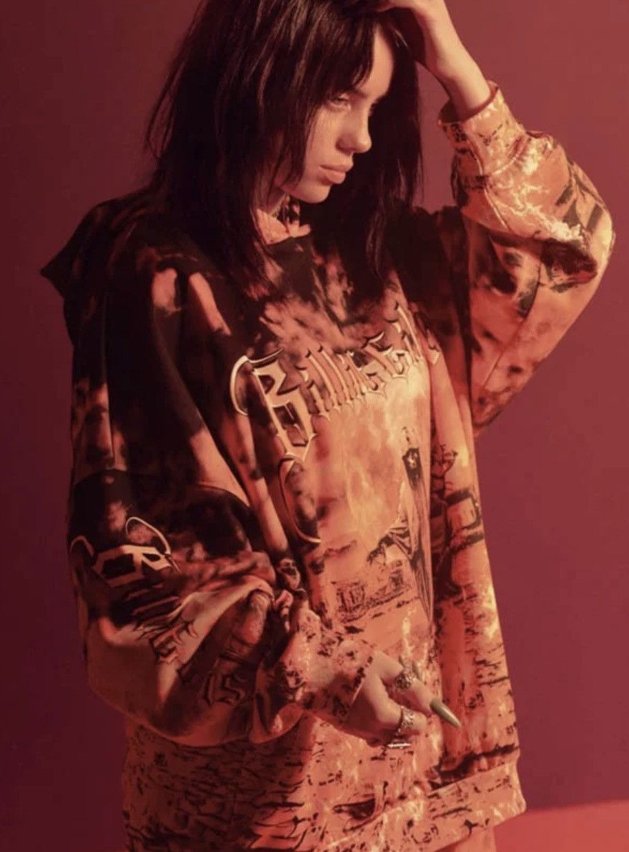 Band Tees × Billie Eilish Billie Eilish Flame Solo Singer Hoodie Size US M / EU 48-50 / 2 - 10 Thumbnail