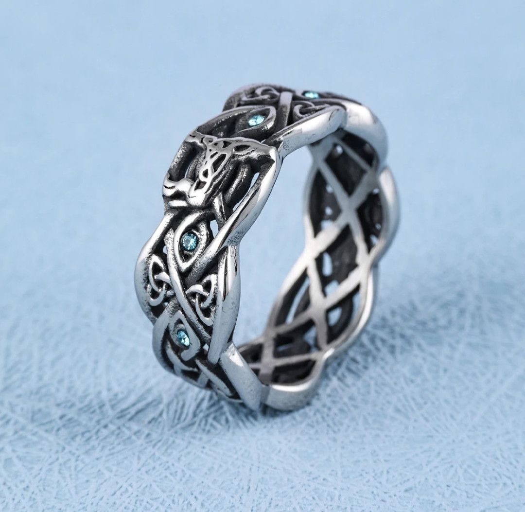 Vintage Nordic Moon Howler Silver Plated Ring Size 7 -13 Size ONE SIZE - 2 Thumbnail