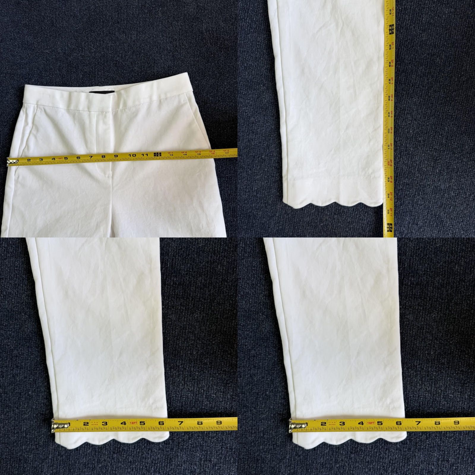 Ann Taylor Ann Taylor Pants Womens 0 White Twill Ankle Straight Slim Scallop Hem Career Size 25" / US 0 / IT 36 - 8 Thumbnail