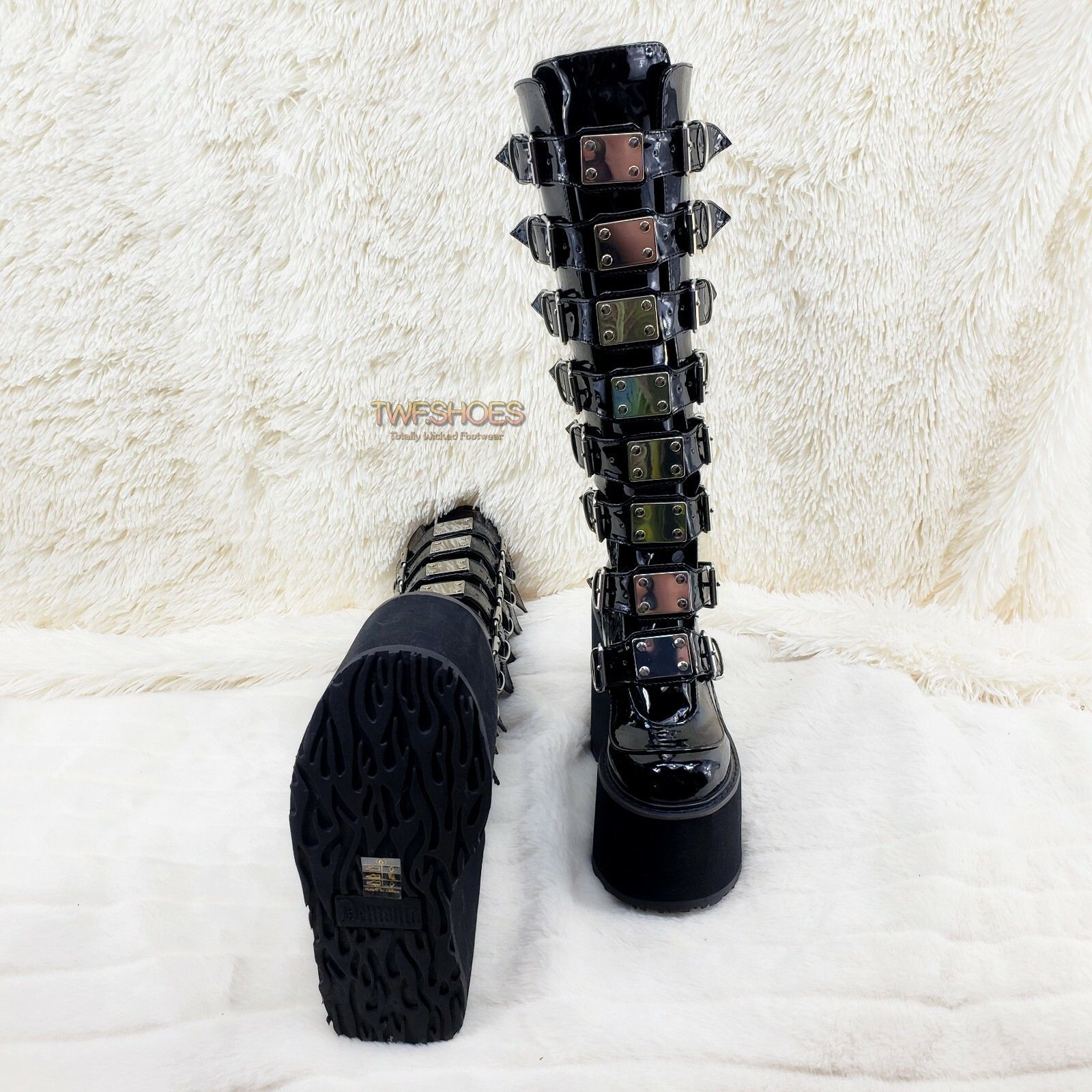 Other DEMONIA Swing 815WC Black Patent Wide Calf Goth Punk Knee Bo Size US 10 / IT 40 - 9 Thumbnail