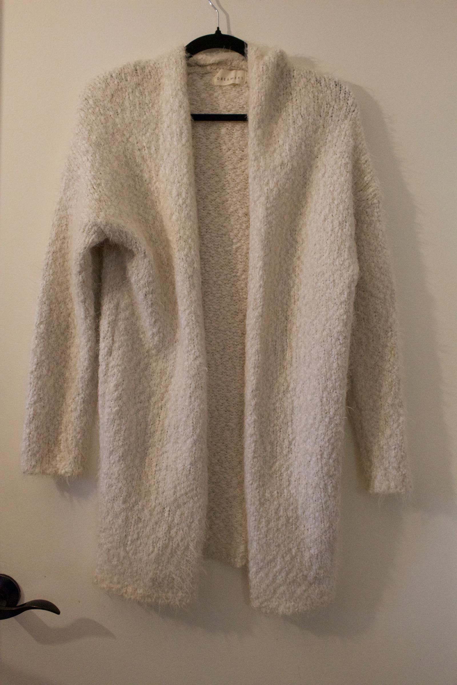 Designer Dreamers Cozy Open Front Cardigan in Cream SZ M/L Size L / US 10 / IT 46 - 1 Thumbnail