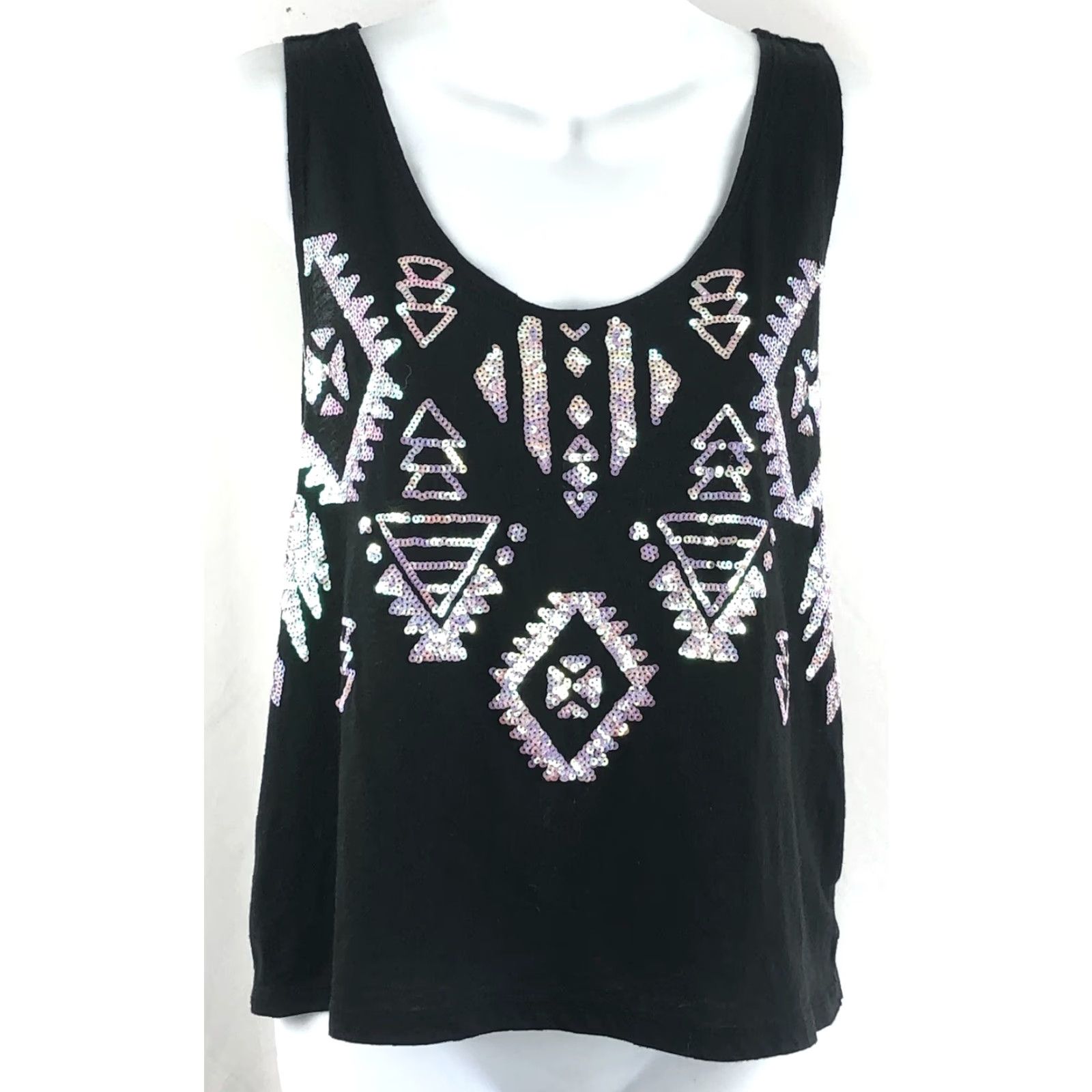 Victoria's Secret Victoria's Secret Pink Sleeveless Crop TankTop M Blk Sequin Scoop Beach Shirt Womens Modern 90s Size M / US 6-8 / IT 42-44 - 5 Thumbnail