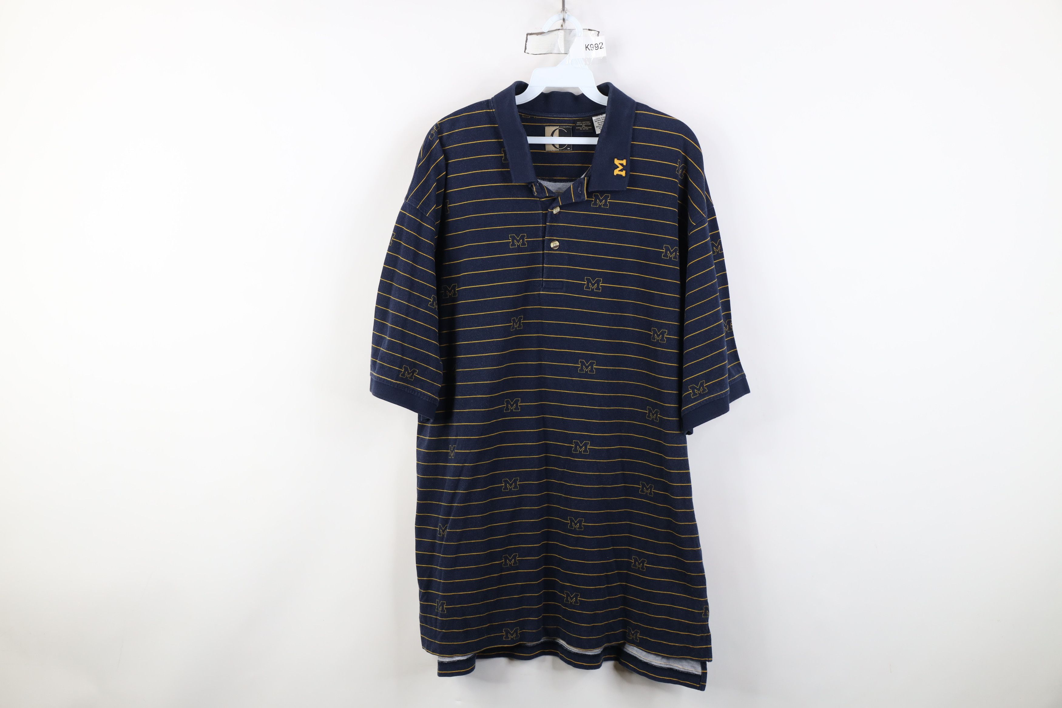 Vintage Vintage 90s Block M University of Michigan Golf Polo Shirt Size US XL / EU 56 / 4 - 1 Thumbnail