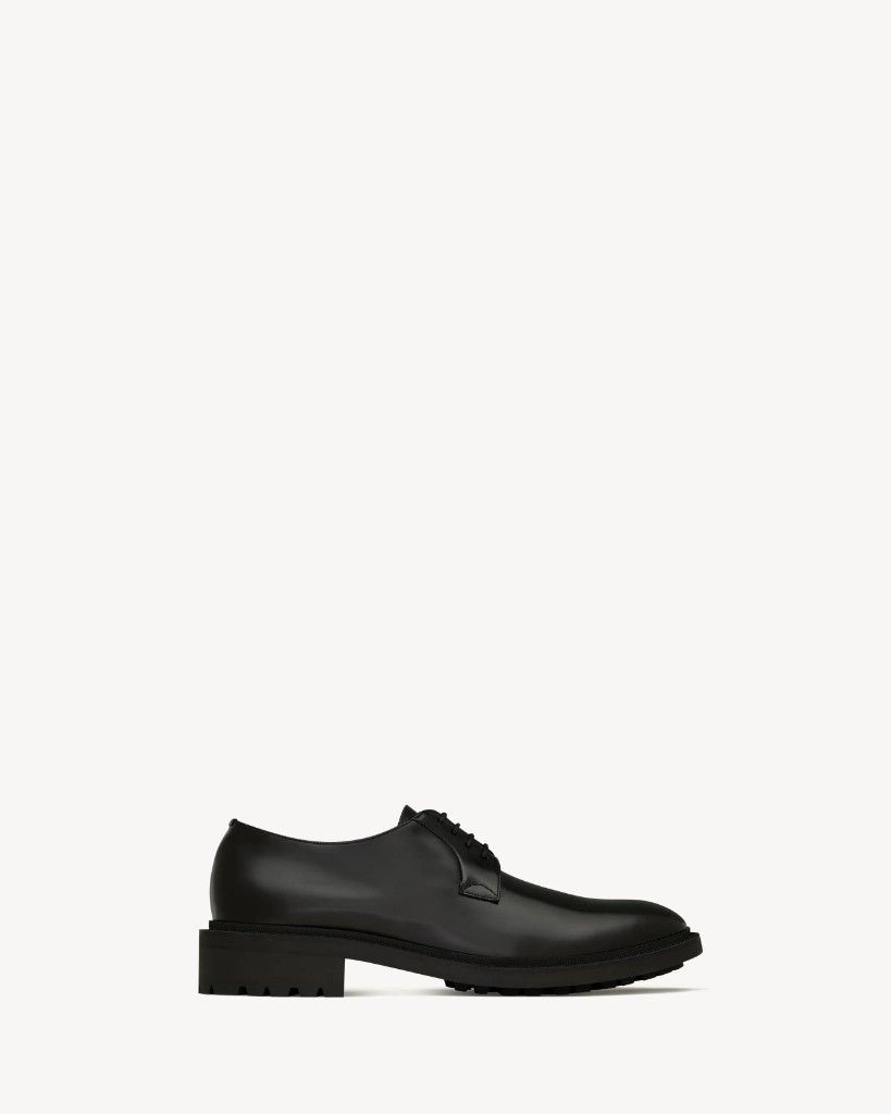 Saint Laurent Paris o1b1hav110526 819713 Antoine Derbies Shoes in Leather Black Size US 12.5 / EU 45-46 - 1 Thumbnail