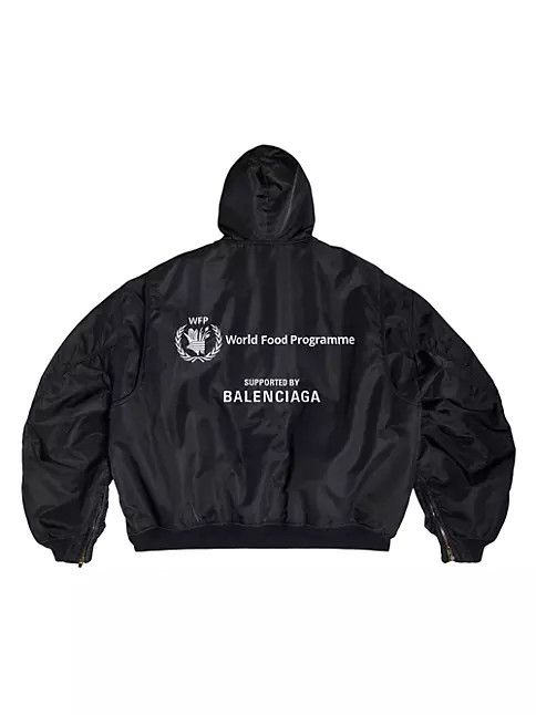 Balenciaga o1bcso1str0125 WFP Light Hooded Bomber Jacket in Black Size US L / EU 52-54 / 3 - 2 Thumbnail