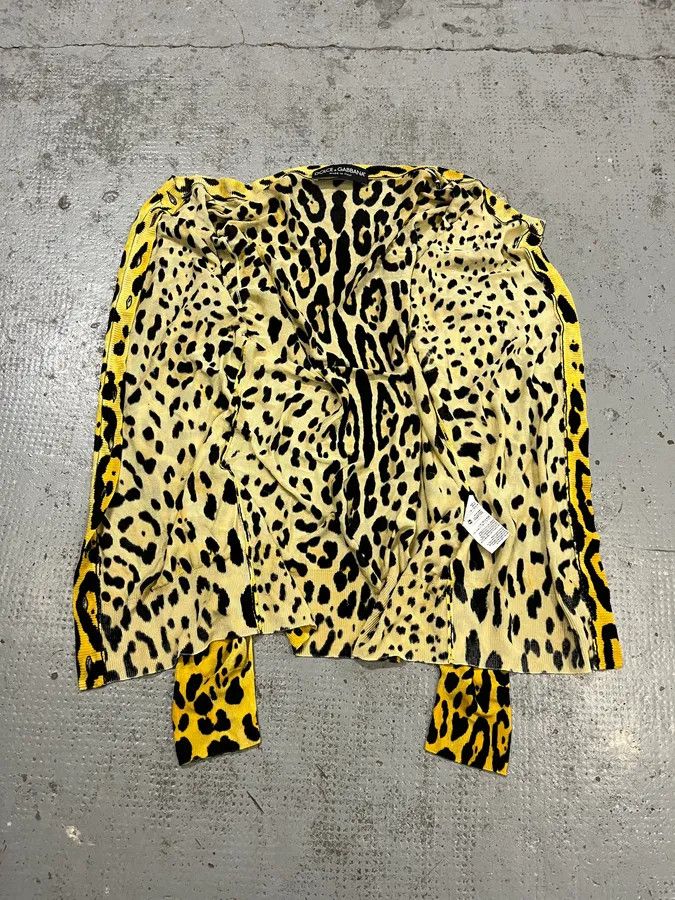 Dolce & Gabbana 2010s Dolce & Gabbana Leopard Black & Yellow Cardigan Size M / US 6-8 / IT 42-44 - 8 Thumbnail