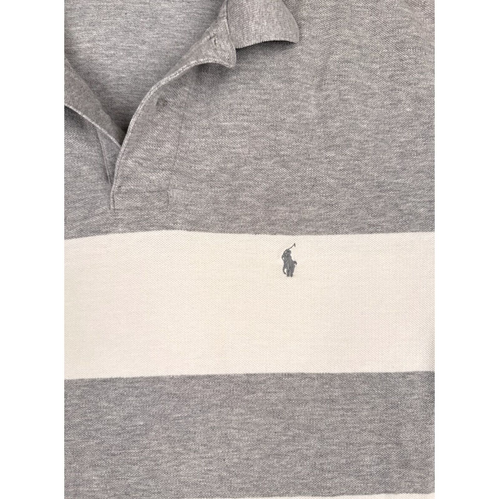 Ralph Lauren VINTAGE Ralph Lauren Polo Shirt XL Gray White Stripe Cotton Knit Mens Size US XL / EU 56 / 4 - 7 Thumbnail