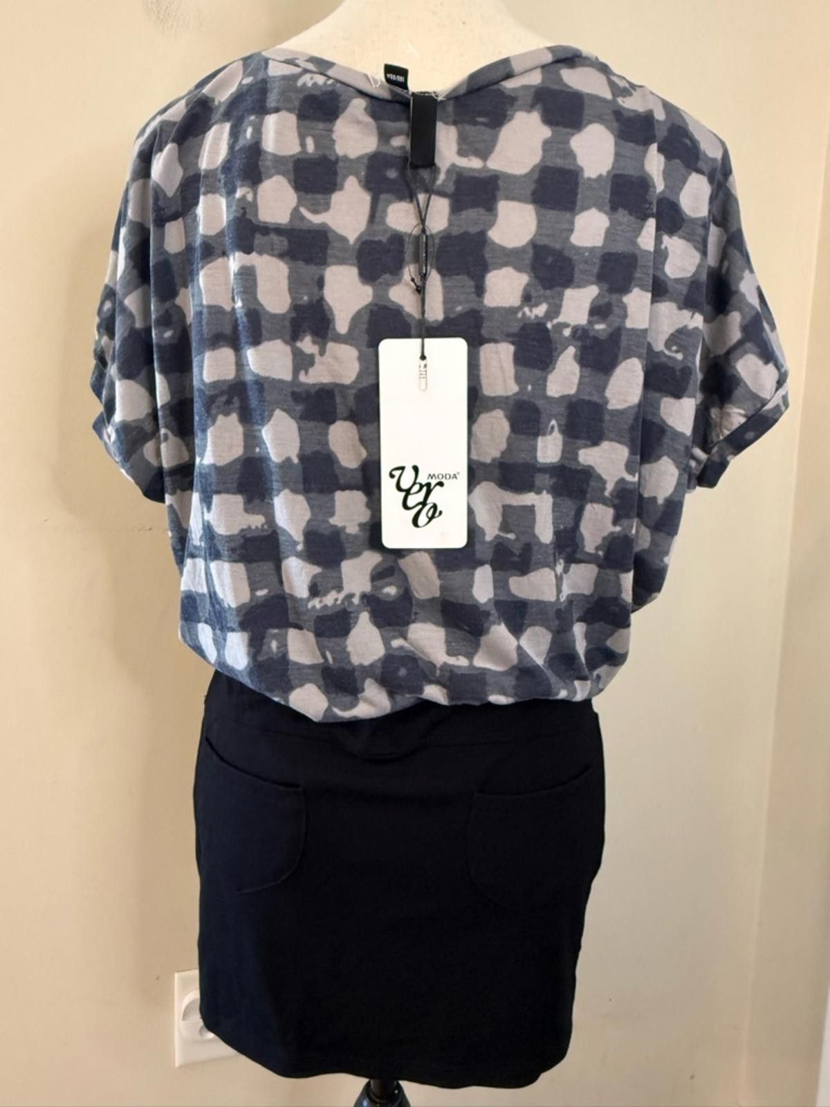Other Vero Moda mini dress gray checker top black skirt pockets XS Size XS / US 0-2 / IT 36-38 - 4 Thumbnail