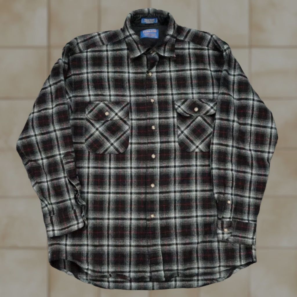 Pendleton VINTAGE Pendleton Shirt Mens Large Gray Plaid Flannel Long Sleeve Wool The Field Size US L / EU 52-54 / 3 - 1 Thumbnail