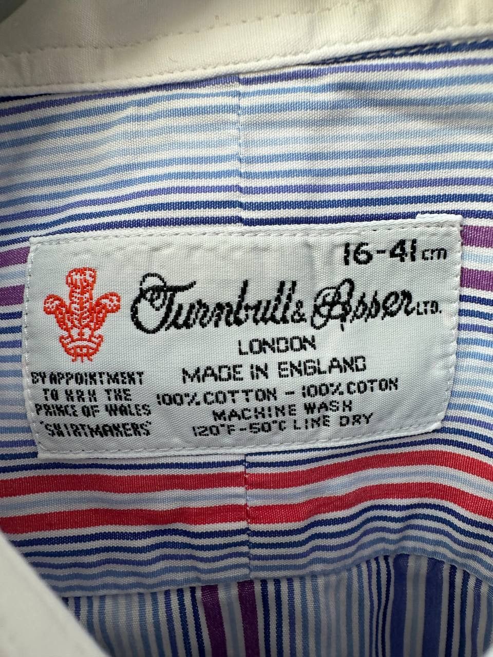 Designer Turnbull & Asser Stripe Dress Shirt Button Up England Luxury Size US L / EU 52-54 / 3 - 14 Thumbnail