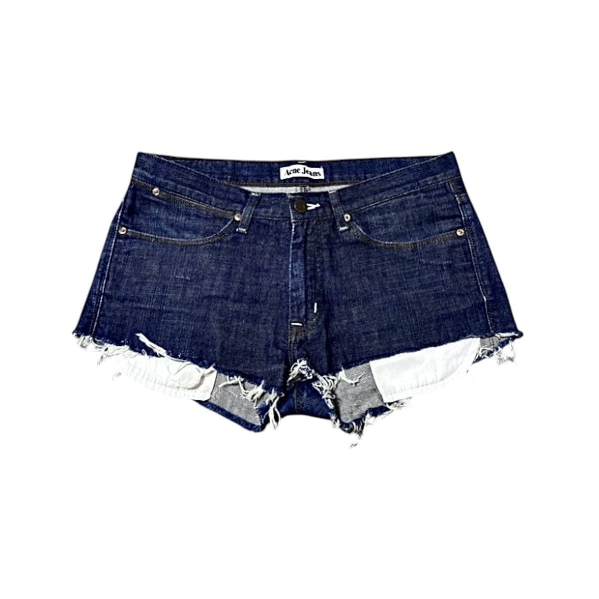 Acne Studios Womens Acne Studios Max Deep Distressed Jeans Denim Shorts Size 31" - 1 Thumbnail