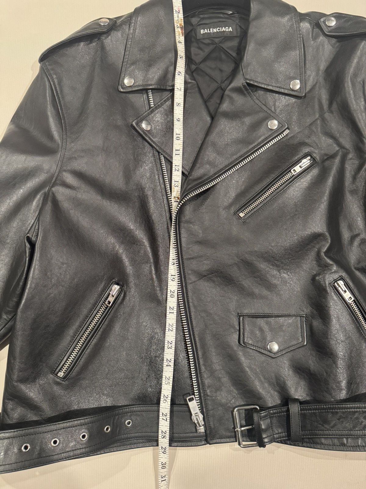 Balenciaga BALENCIAGA FW19 BLACK CAMPAIGN LOGO BIKER LEATHERJACKET Size US L / EU 52-54 / 3 - 11 Thumbnail