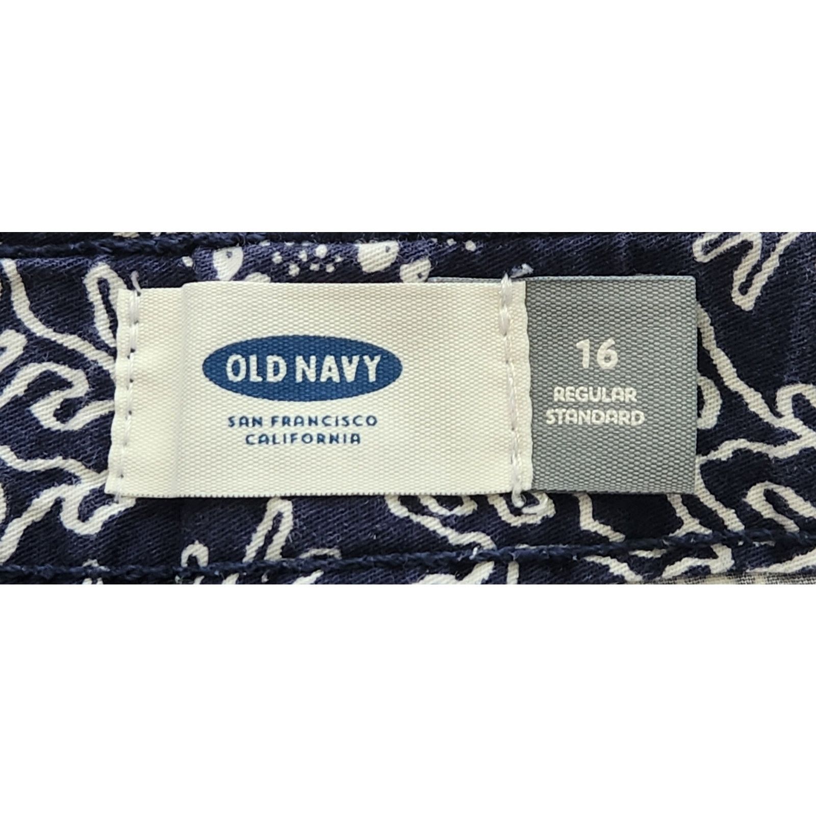 Old Navy Old Navy Blue White Floral Print Flat Front Mid Shorts 16 Size 38" / US 16 / IT 52 - 4 Thumbnail