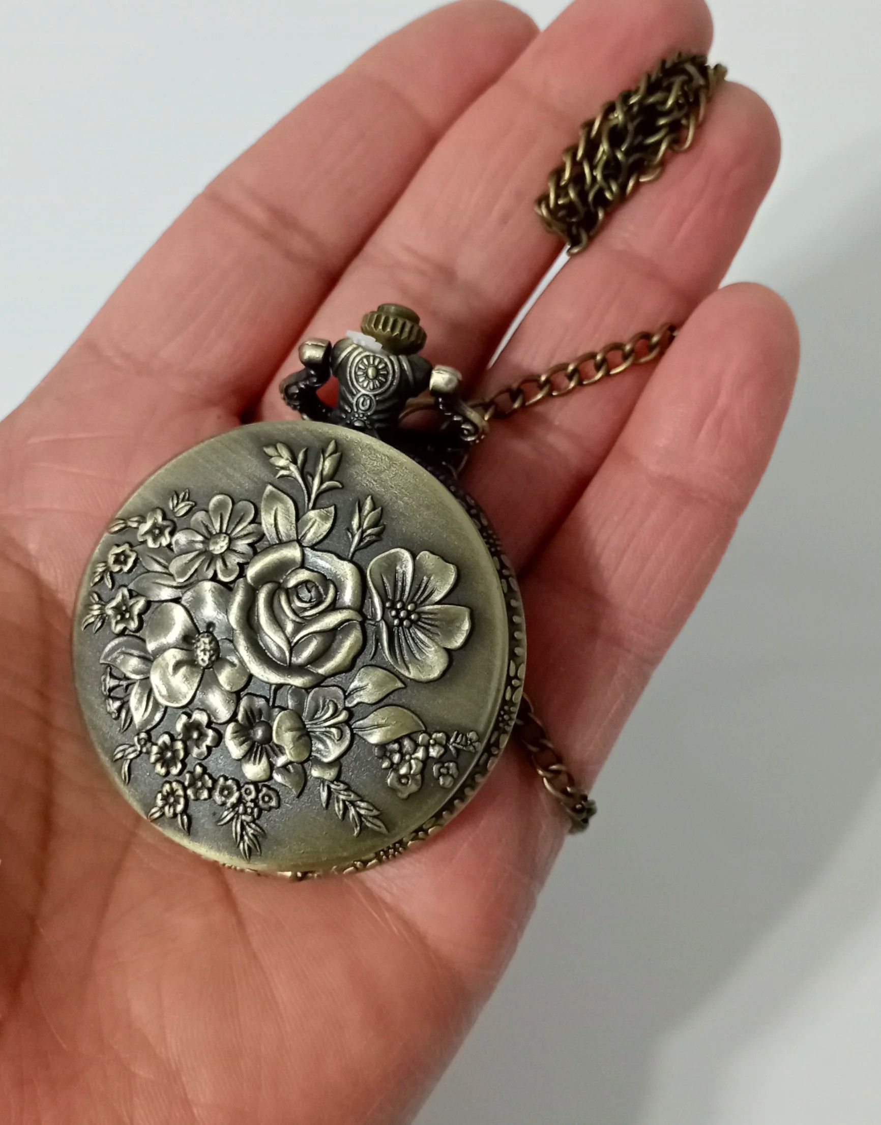 Other Flower Pocket Watch Quartz Pendant Necklace Gift For Him Size ONE SIZE - 1 Thumbnail